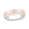 Thumbnail Image 1 of Men's Brushed Wedding Band 10K Two-Tone Gold 6mm