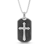 Thumbnail Image 1 of Men's Cross Dog Tag Necklace Carbon Fiber & Stainless Steel 24&quot;