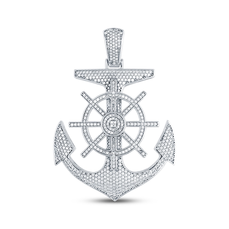 Main Image 1 of Men's Diamond Ship's Wheel & Anchor Charm 2 ct tw Sterling Silver