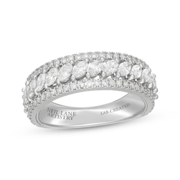 Neil Lane Artistry Marquise & Round-Cut Lab-Grown Diamond Anniversary Ring 1-1/4 ct tw 14K White Gold