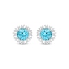 Thumbnail Image 1 of Swiss Blue Topaz & White Lab-Created Sapphire Flower Stud Earrings Sterling Silver