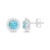 Thumbnail Image 2 of Swiss Blue Topaz & White Lab-Created Sapphire Flower Stud Earrings Sterling Silver