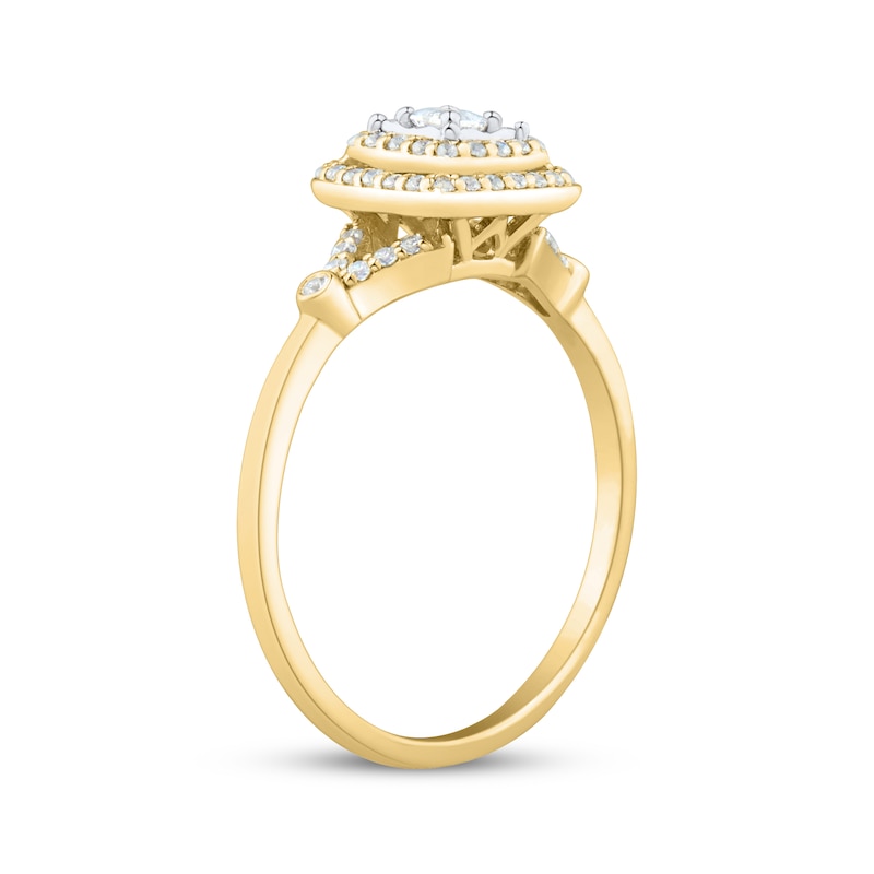 Main Image 2 of Princess-Cut Diamond Cushion Double Halo Engagement Ring 1/4 ct tw 10K Yellow Gold