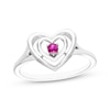 Thumbnail Image 0 of Believe in Love Lab-Created Ruby Double Heart Ring Sterling Silver