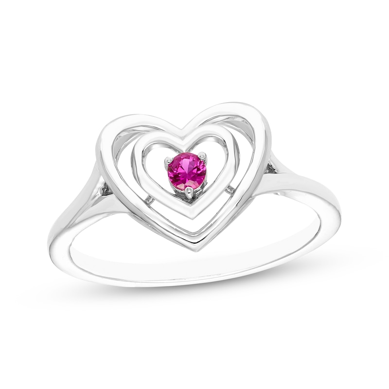 Believe in Love Lab-Created Ruby Double Heart Ring Sterling Silver