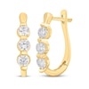 Thumbnail Image 1 of Diamond Oval Three-Stone Hoop Earrings 1/2 ct tw 14K Yellow Gold