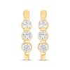 Thumbnail Image 2 of Diamond Oval Three-Stone Hoop Earrings 1/2 ct tw 14K Yellow Gold