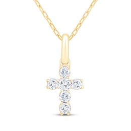 Diamond Cross Necklace 1/4 ct tw 10K Yellow Gold 18&quot;