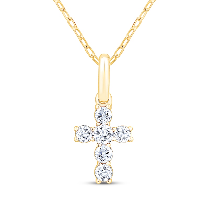 Main Image 1 of Diamond Cross Necklace 1/4 ct tw 10K Yellow Gold 18&quot;