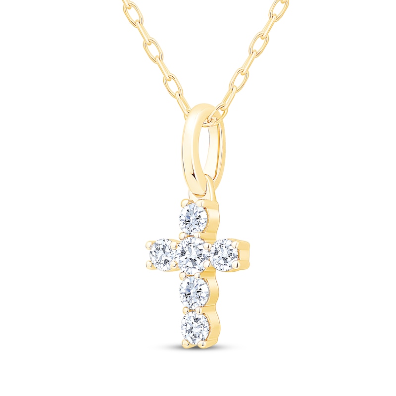 Main Image 2 of Diamond Cross Necklace 1/4 ct tw 10K Yellow Gold 18&quot;