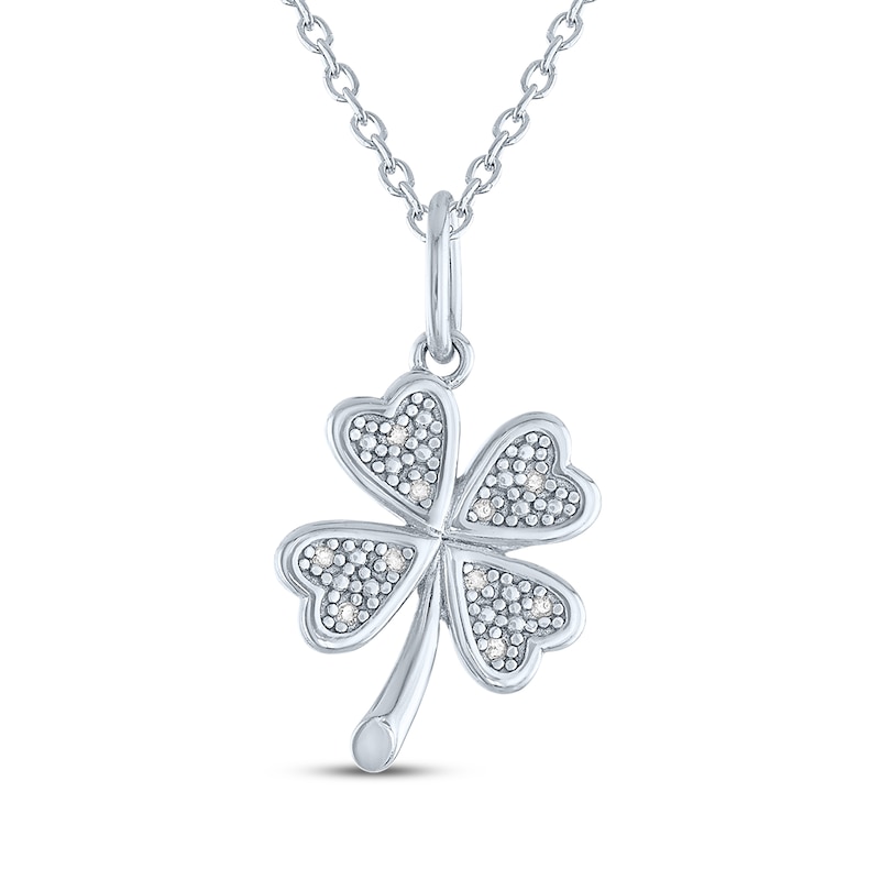 Main Image 2 of Diamond Accent Clover Necklace Sterling Silver 18&quot;