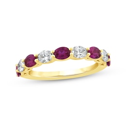 Lab-Grown Diamonds by KAY Oval-Cut Lab-Created Ruby Ring 5/8 ct tw 14K Yellow Gold