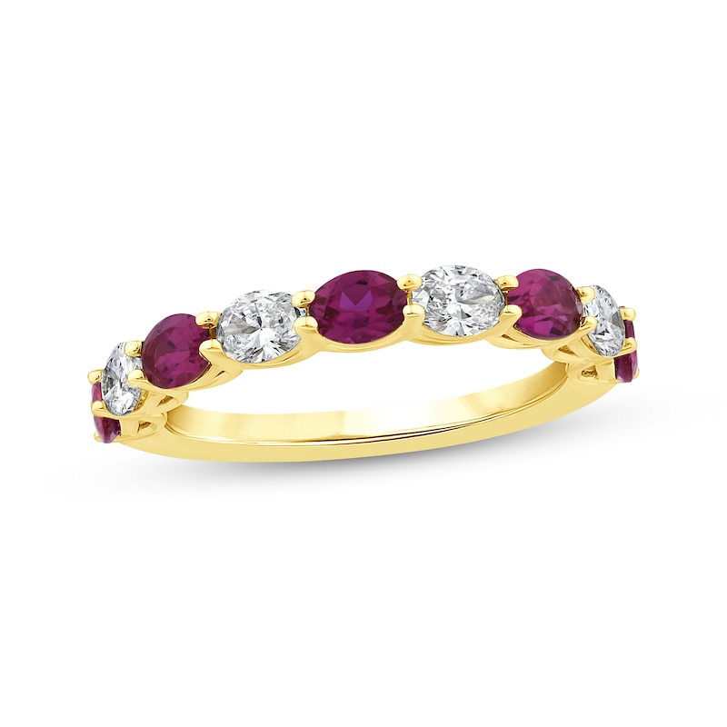 Lab-Created Diamonds by KAY Oval-Cut Lab-Created Ruby Ring 5/8 ct tw 14K Yellow Gold