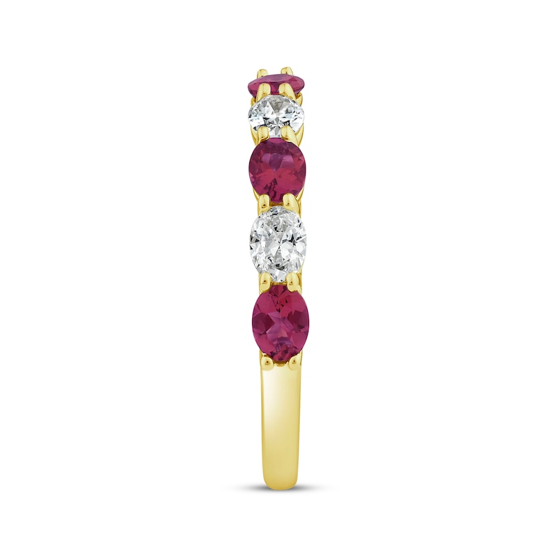 Lab-Created Diamonds by KAY Oval-Cut Lab-Created Ruby Ring 5/8 ct tw 14K Yellow Gold