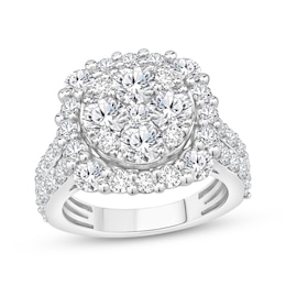 Multi-Diamond Halo Engagement Ring 4 ct tw 10K White Gold