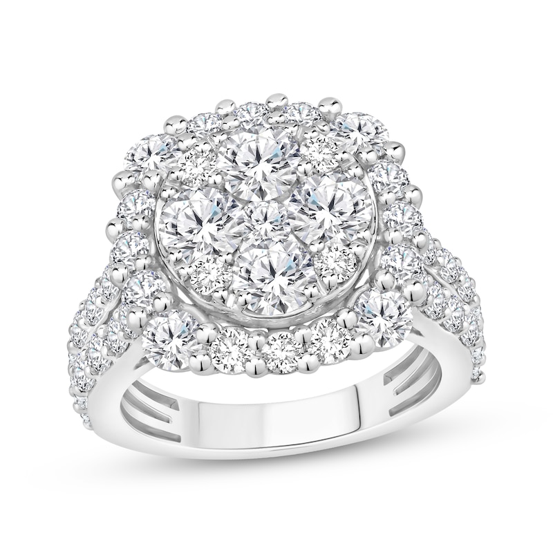 Multi-Diamond Halo Engagement Ring 4 ct tw 10K White Gold