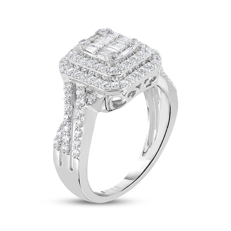 Main Image 2 of Multi-Diamond Double Halo Engagement Ring 1 ct tw 14K White Gold