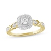 Thumbnail Image 1 of Round-Cut Diamond Cushion Halo &quot;XO&quot; Engagement Ring 1/4 ct tw 10K Yellow Gold