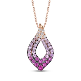 Le Vian Pink Ombré & White Sapphire Necklace 14K Strawberry Gold 20&quot;