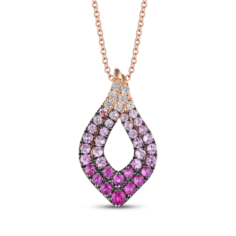 Main Image 1 of Le Vian Pink Ombré & White Sapphire Necklace 14K Strawberry Gold 20&quot;