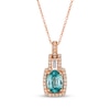 Thumbnail Image 1 of Le Vian Oval-Cut Blue Zircon & Baguette-Cut Morganite Necklace 1/5 ct tw Diamonds 14K Strawberry Gold 18&quot;