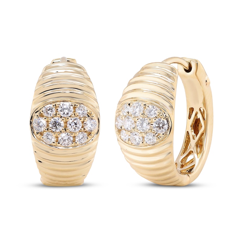 Main Image 1 of Cirari Couture Muti-Diamond Sculpted Hoop Earrings 1/3 ct tw 14K Yellow Gold