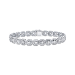 Men's Lab-Grown Diamonds by KAY Geometric Link Halo Bracelet 5 ct tw 10K White Gold