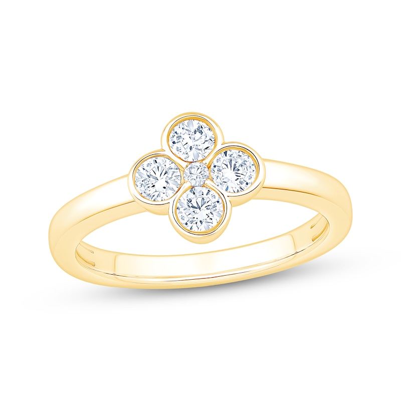 Main Image 1 of Diamond Clover Fashion Ring 1/2 ct tw 18K Yellow Gold