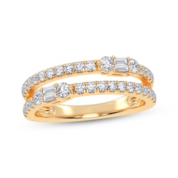 Baguette & Round-Cut Diamond Faux-Stack Ring 1/2 ct tw 14K Yellow Gold