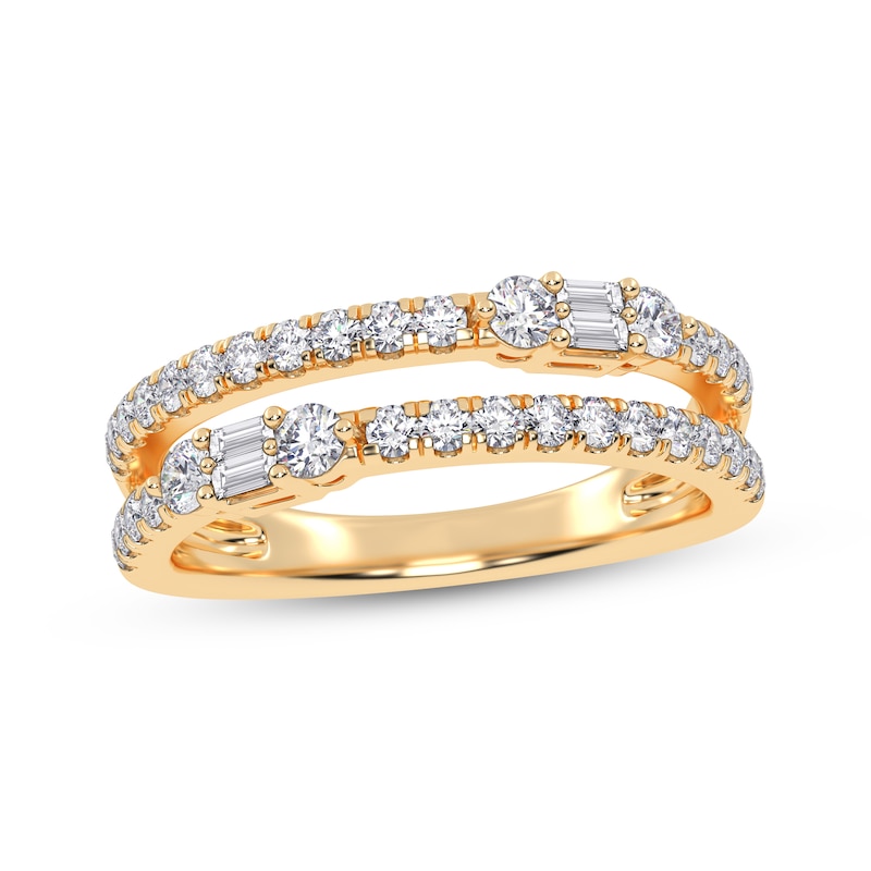 Main Image 1 of Baguette & Round-Cut Diamond Faux-Stack Ring 1/2 ct tw 14K Yellow Gold