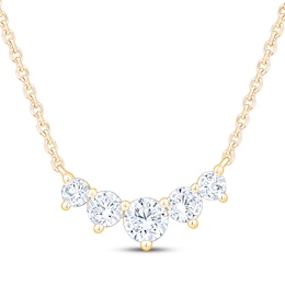 Certified Diamond Graduated Five-Stone Necklace 1-1/2 ct tw 18K Yellow Gold 18&quot;