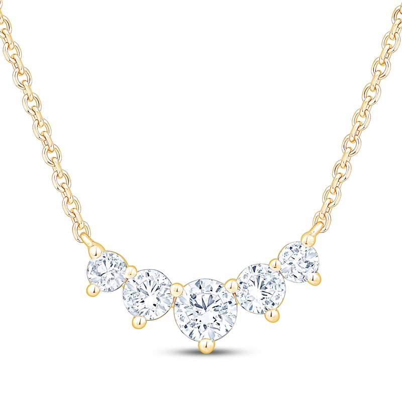 Main Image 1 of Certified Diamond Graduated Five-Stone Necklace 1-1/2 ct tw 18K Yellow Gold 18&quot;