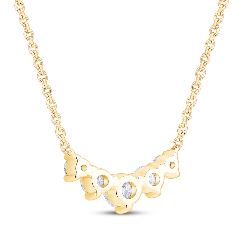 Main Image 3 of Certified Diamond Graduated Five-Stone Necklace 1-1/2 ct tw 18K Yellow Gold 18&quot;