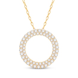 Lab-Grown Diamonds by KAY Double Circle Necklace 2 ct tw 14K Yellow Gold 18&quot;