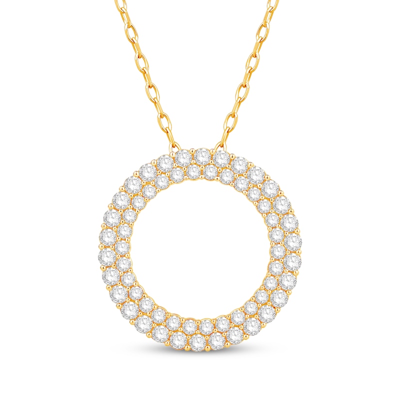 Main Image 1 of Lab-Grown Diamonds by KAY Double Circle Necklace 2 ct tw 14K Yellow Gold 18&quot;