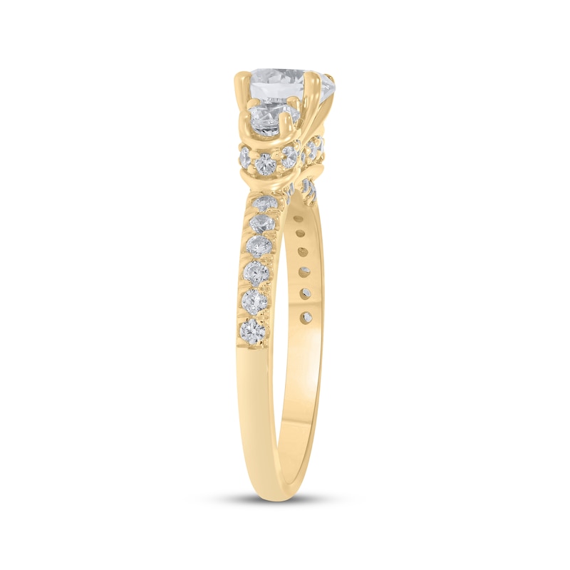 Main Image 2 of Round-Cut Diamond Three-Stone Engagement Ring 1-1/2 ct tw 10K Yellow Gold