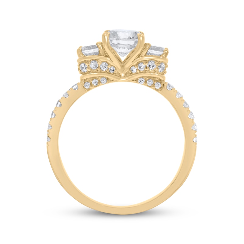 Main Image 3 of Round-Cut Diamond Three-Stone Engagement Ring 1-1/2 ct tw 10K Yellow Gold