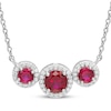 Thumbnail Image 1 of Memories Moments Magic Lab-Created Ruby & Diamond Three-Stone Necklace 1/8 ct tw Sterling Silver 18&quot;