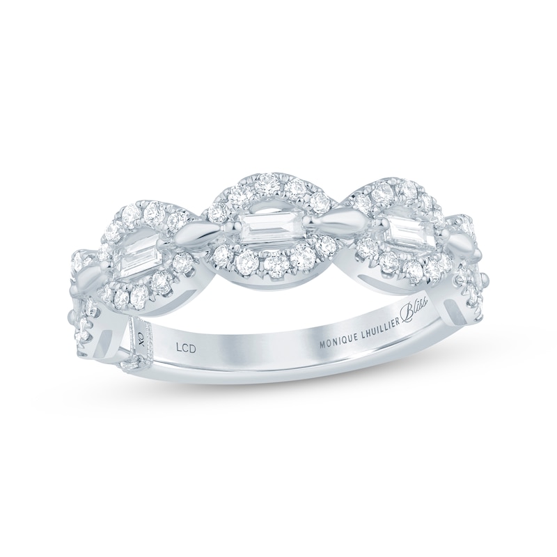 Main Image 1 of Monique Lhuillier Bliss Lab-Grown Diamond Round & Baguette-Cut Anniversary Ring 5/8 ct tw 18K White Gold