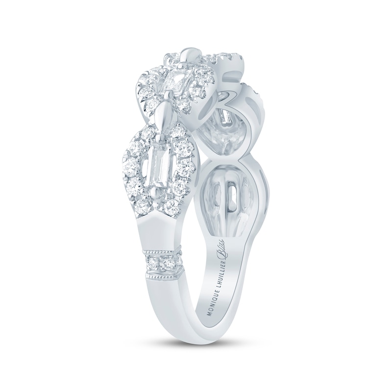 Main Image 2 of Monique Lhuillier Bliss Lab-Grown Diamond Round & Baguette-Cut Anniversary Ring 5/8 ct tw 18K White Gold