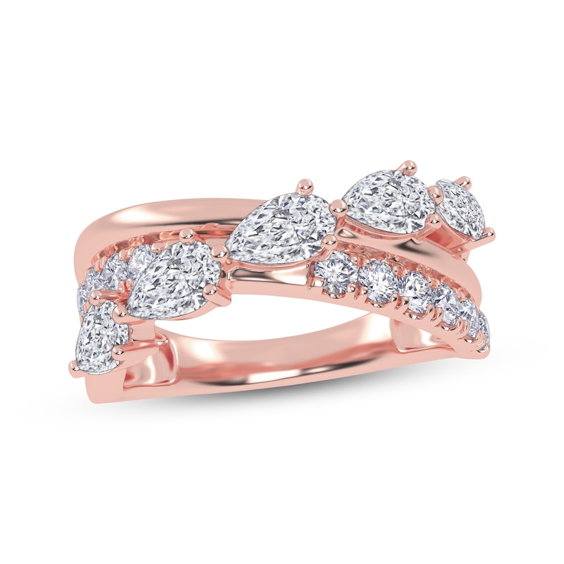 Main Image 1 of Lab-Grown Diamonds by KAY Pear-Shaped & Round-Cut Crossover Ring 2 ct tw 14K Rose Gold