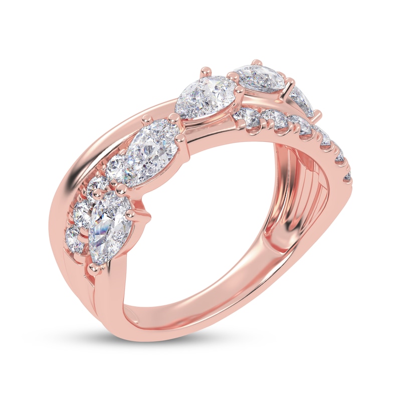 Main Image 2 of Lab-Grown Diamonds by KAY Pear-Shaped & Round-Cut Crossover Ring 2 ct tw 14K Rose Gold