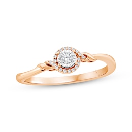 Diamond Promise Ring 1/10 ct tw24K Rose Gold Vermeil Sterling Silver