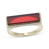 Thumbnail Image 1 of Men's Baguette-Cut Garnet & White Lab-Created Sapphire Ring 14K Yellow Gold