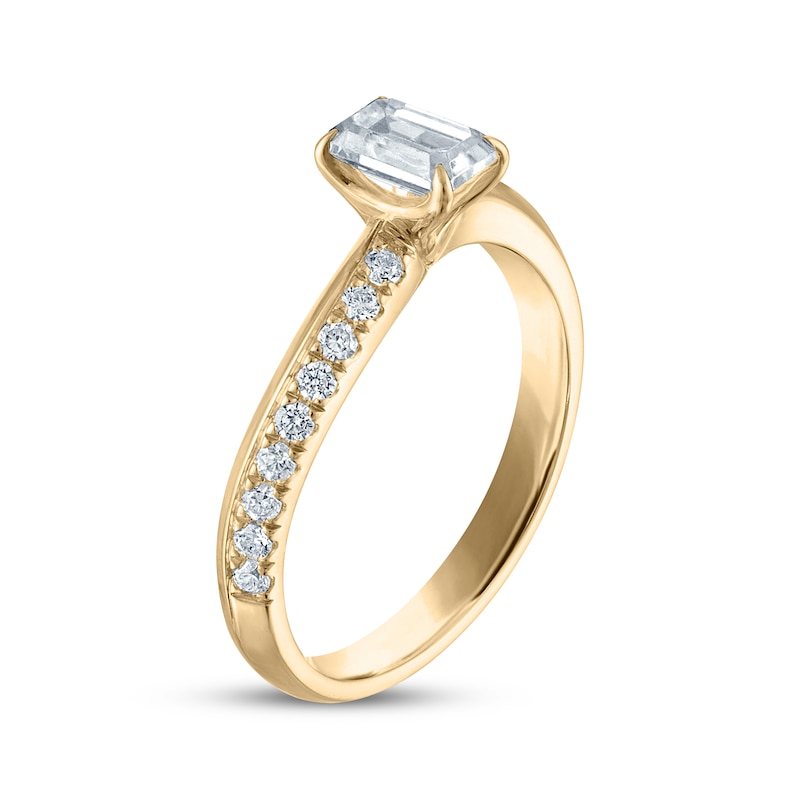 Main Image 2 of Emerald-Cut Diamond Curve Engagement Ring 3/4 ct tw 10K Yellow Gold