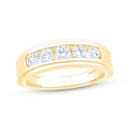 Adore Men's Diamond Five-Stone Wedding Band 1 ct tw 10K Yellow Gold