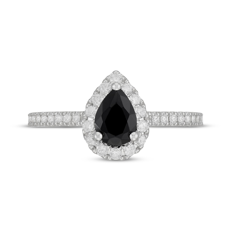 Main Image 3 of Neil Lane Pear-Shaped Black & White Diamond Engagement Ring 1-1/8 ct tw 14K White Gold