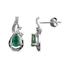 Thumbnail Image 1 of Pear-Shaped Emerald & Round-Cut Diamond Swirl Earrings 1/20 ct tw 10K White Gold