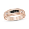 Thumbnail Image 1 of Men’s Black & White Diamond Wedding Band 1/4 ct tw 10K Rose Gold