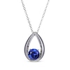 Thumbnail Image 2 of Round-Cut Blue Lab-Created Sapphire Necklace & Stud Earrings Gift Set Sterling Silver 18&quot;